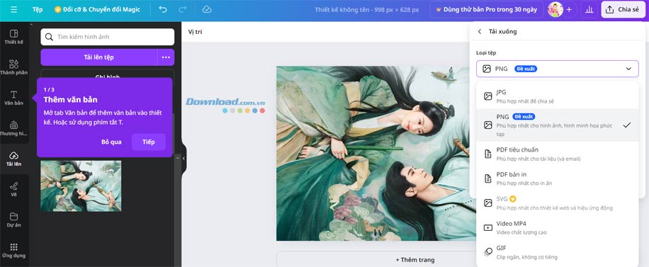 Chọn định dạng ảnh bạn muốn chuyển đổi