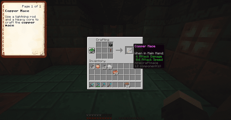 Công thức chế tạo chùy đồng trong Minecraft