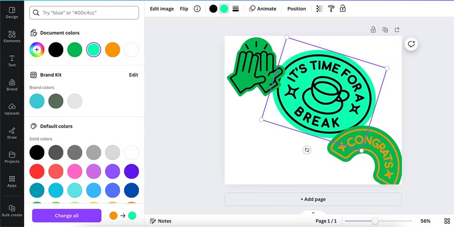 Đổi màu thành phần đồ họa trong Canva