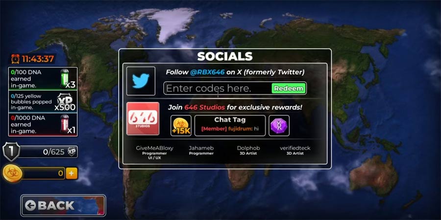 Cửa sổ đổi code Outbreak