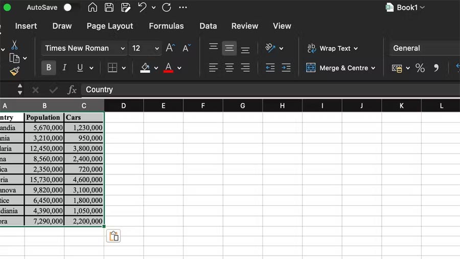 Chuyển dữ liệu vào bảng tính Excel