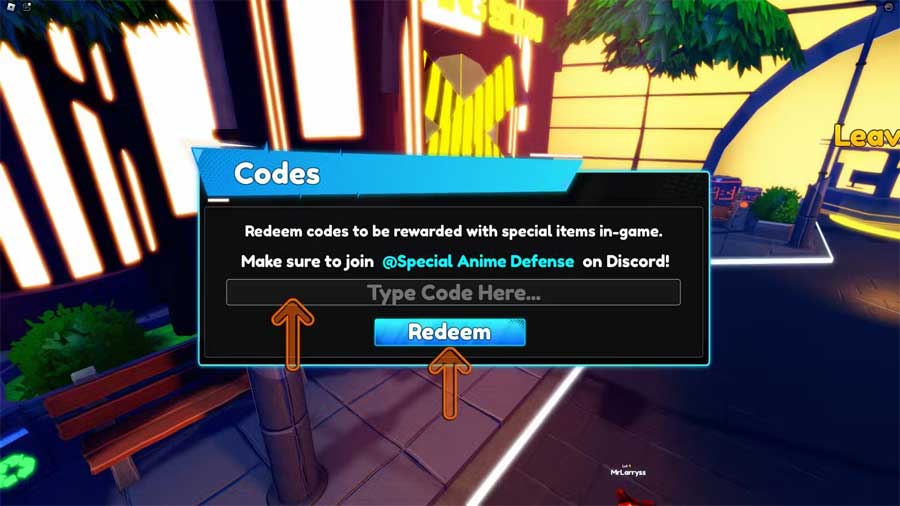 Cửa sổ đổi code game Roblox