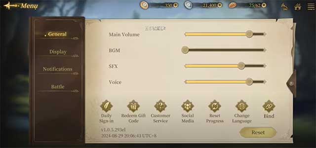 Sau khi cài game, vào Settings > General > Redeem Gift Code