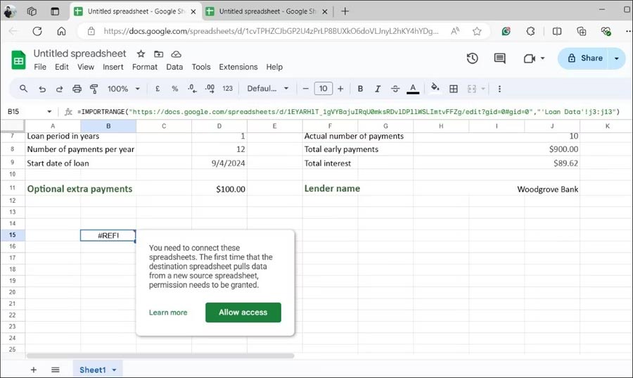 Cho phép Google Sheets truy cập bảng tính