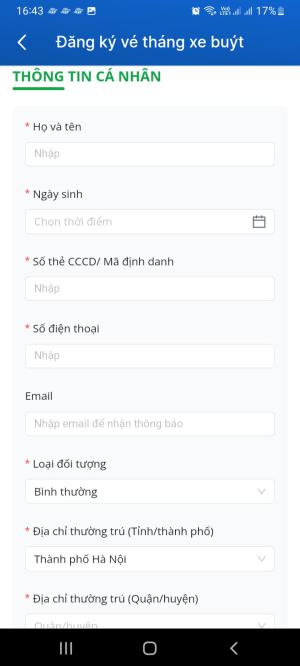 Cách đăng ký thẻ xe buýt trong app iHanoi