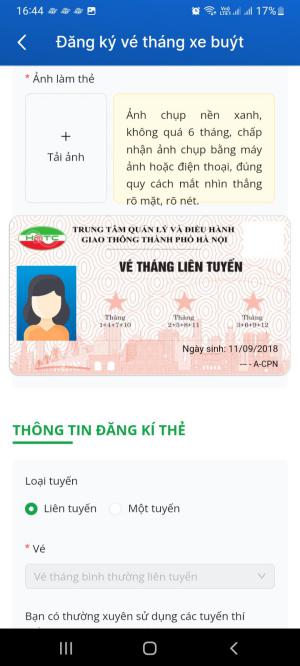 Cách đăng ký thẻ xe buýt trong app iHanoi