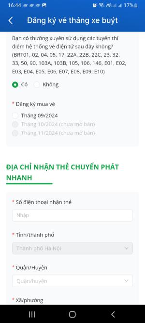 Cách đăng ký thẻ xe buýt trong app iHanoi