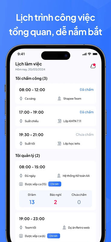 Dễ nắm bắt lịch trình