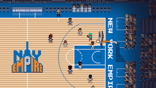 Hoop Land cho bạn tham gia vào các trận bóng rổ pixel sôi động