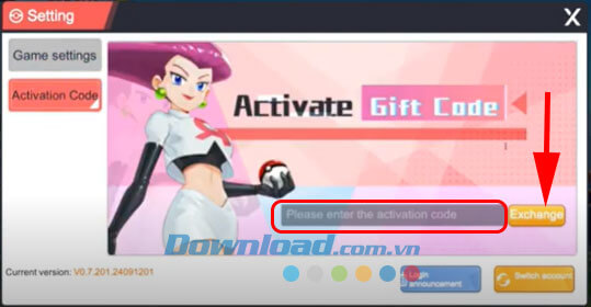 Hướng dẫn nhập code Monster Gigantamax 