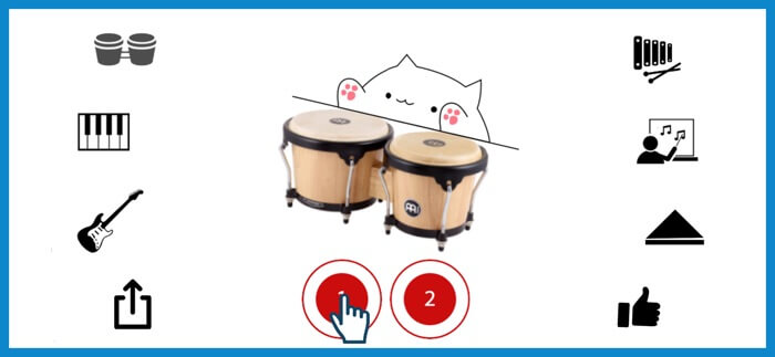 Bongo Cat Musical Instruments cho bạn chơi trống bongo cùng chú mèo dễ thương