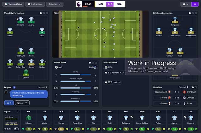 Football Manager 25 có giao diện người dùng thông minh hơn và mượt mà hơn