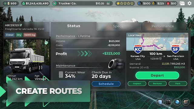 Lái xe tải và chinh phục các con đường trong game Truck Manager