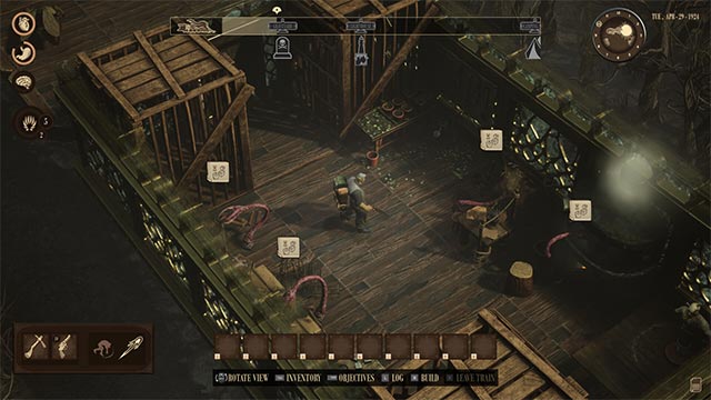 Lối chơi của RailGods of Hysterra game pha trộn giữa khám phá, chế tạo công cụ, xây căn cứ và chiến đấu