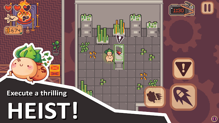 Cùng củ cải thực hiện vụ trộm ly kỳ trong game Turnip Boy Robs a Bank