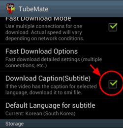 Tắt chức năng tải phụ đề trong TubeMate