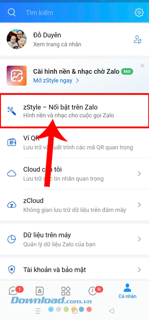 Ấn vào mục Cá nhân