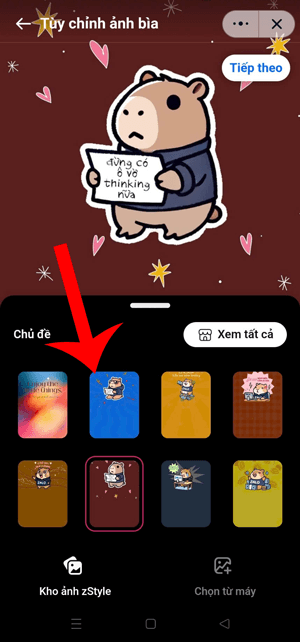 Lựa chọn chủ đề hình nền trang cá nhân