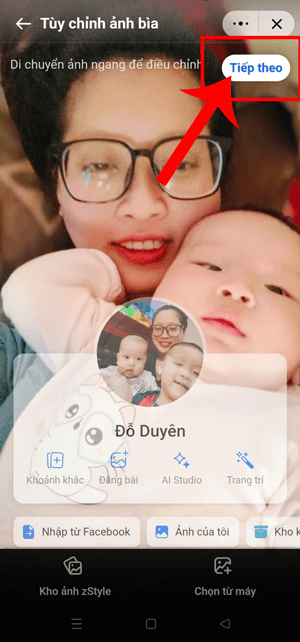 Chạm vào nút Tiếp theo