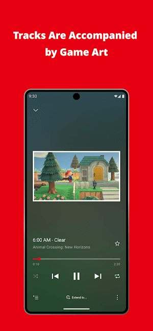Các bản nhạc trong Nintendo Music đều đi kèm cùng hình ảnh về trò chơi của nó
