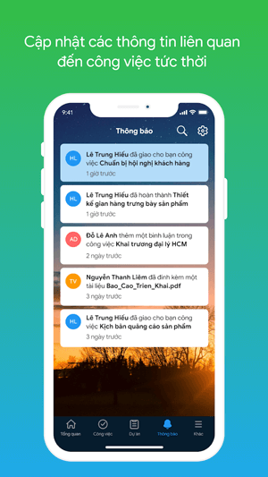 Cập nhật các thông tin liên quan đến công việc