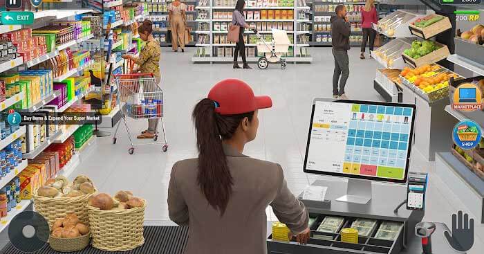 Bạn trở thành quản lý kiêm thu ngân cửa hàng bán lẻ của mình trong game Retail Store Market Simulator