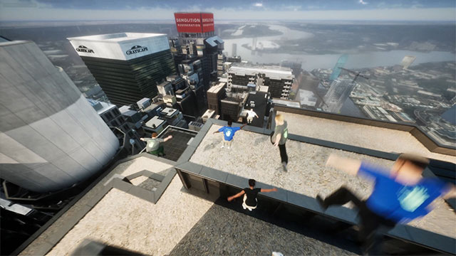 Rủ bạn bè cùng chinh phục mục tiêu hoặc cạnh tranh xem ai nhảy parkour giỏi nhất