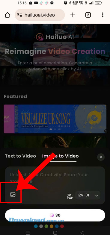 Ấn vào biểu tượng thư viện ảnh
