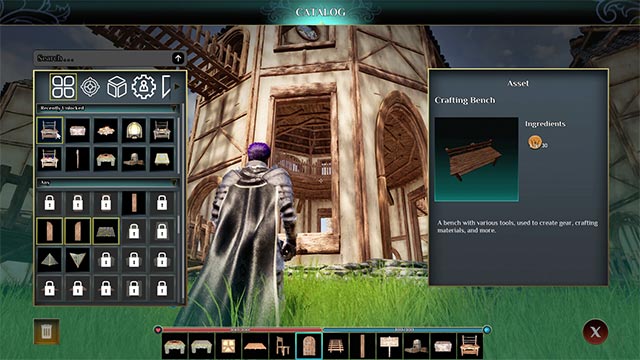 Xây dựng các công trình và chế tạo trang bị từ các mảnh ghép thu thập được