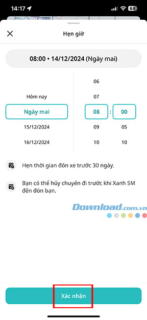 cach dat truoc xe xanh sm hen gio don 4*499186
