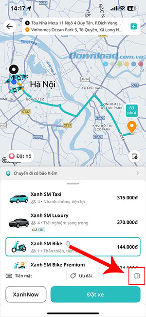 cach dat truoc xe xanh sm hen gio don 5*499181