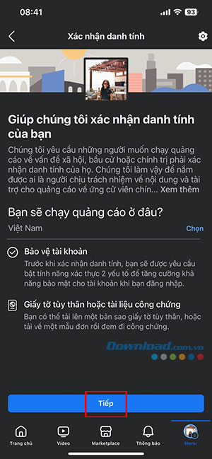 cach xac nhan danh tinh facebook 14*501016