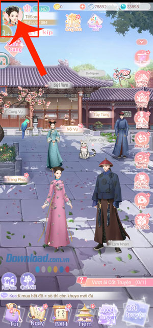 Nhấn vào biểu tượng ảnh đại diện