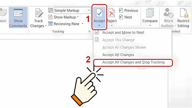 Accept All Changes and Stop Tracking