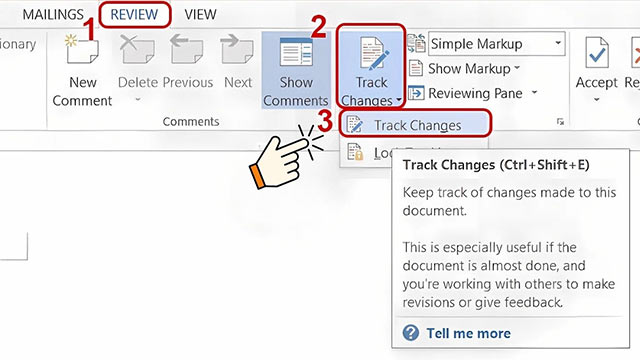 Cách bật Track Change trong Word