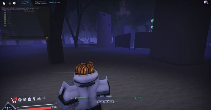 Nhập lệnh vào chatbox để dùng console command Jujutsu Infinite