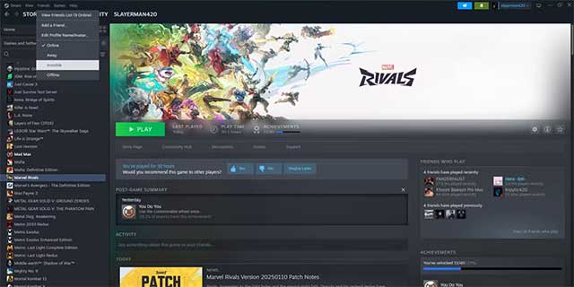 Chọn Friends rồi nhấp Invisible