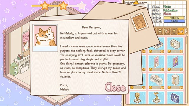 Mỗi chú mèo trong Cats in Cozy Rooms có cá tính và ngân sách khác nhau 