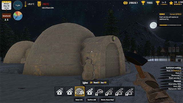 Game Arctic Motel Simulator trao cho bạn cơ hội xây dựng và quản lý nhà nghỉ ở Bắc Cực 