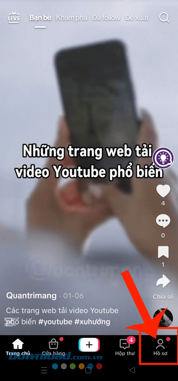 Truy cập vào trang cá nhân