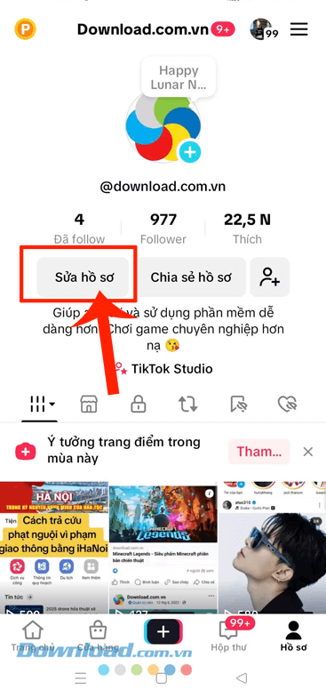 Chạm vào nút Sửa hồ sơ