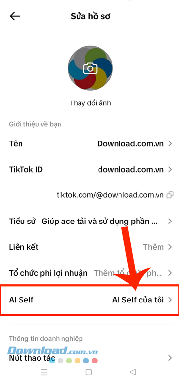 Nhấn vào mục AI Self của tôi