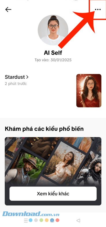 Ấn vào biểu tượng dấu ba chấm