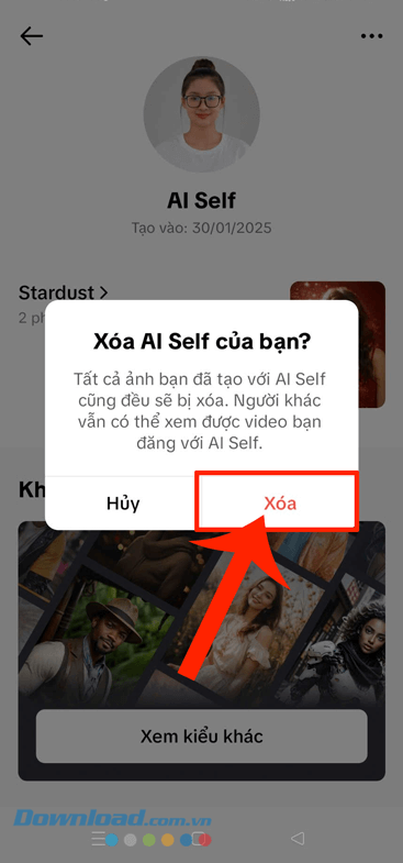 Nhấn vào nút Xóa
