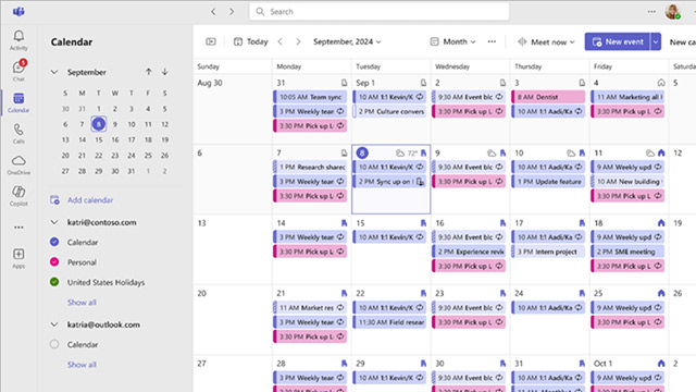 Tính năng lịch M365 đã có mặt trên MS Teams mới