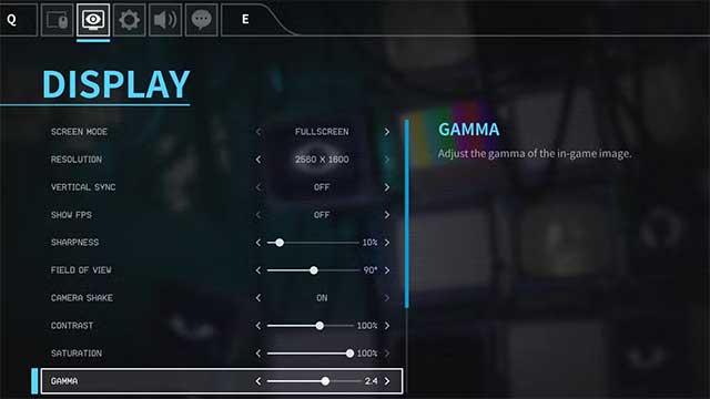 Bảng cài đặt Display