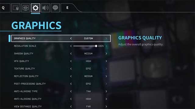 Bảng cài đặt Graphics