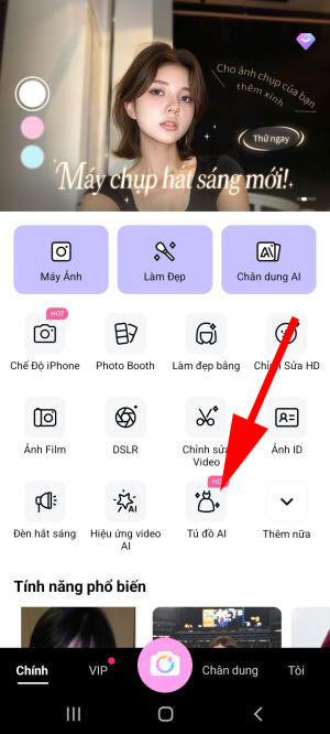 Cách thay quần áo bằng app BeautyCam