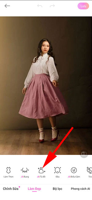 Cách thay quần áo bằng app BeautyCam