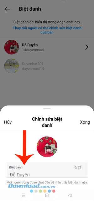 Nhập biệt danh cho đối phương